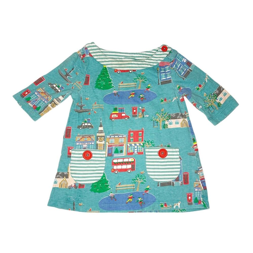 Mini Boden Christmas Print Dress Size 2-3Y
